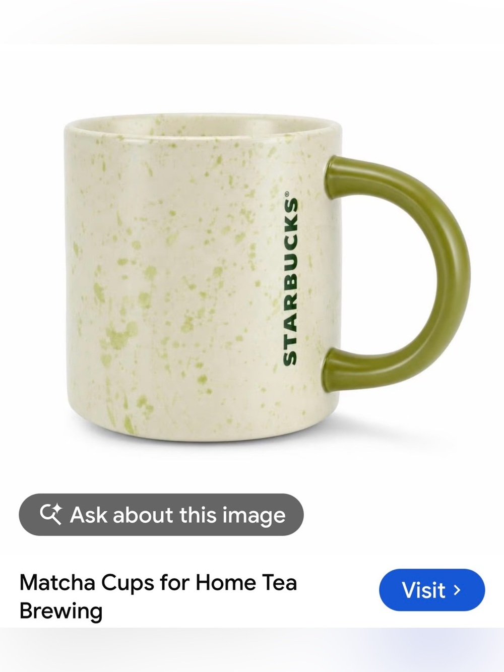 #3364*Cream Speckled Mug with Olive Green Handle Starbucks March,2026 Collection